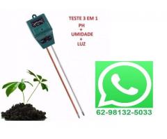 Medidor de PH, Umidade e Luminosidade Solo - Frutíferas, Flores, Horta etc