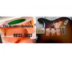 Fita de Cobre Adesiva p/ Blindagem Anti Ruído Instrumentos Baixo Elétrico, Guitarra - Imagem 3/6