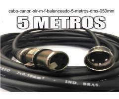 Cabo Canon XLR M / F Balanceado - 5 Metros - Dmx - 0,50mm