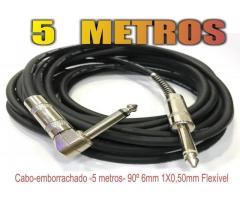 Cabo P10 P10 L 90° Mono 5 Metros Flex Guitarra Baixo Violão Teclado