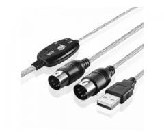 Cabo Midi Usb In-Out para Pc para Música / Teclado Adaptador Conversor 2m