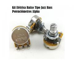 Potenciômetro Alpha Eixo Curto Kit Elétrica Para Contra Baixo Tipo Jazz Bass etc