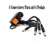 Fonte Pedal Guitarra Pedais Pedaleira 9v 4 Saídas Padrão Boss Negativo Centro