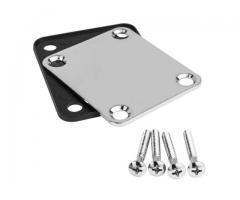 Neck Plate  Inox Liso Completo + Parafusos do Braço Guitarra e Plastic Back
