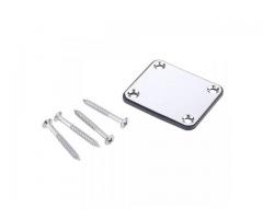 Neck Plate  Inox Liso Completo + Parafusos do Braço Guitarra e Plastic Back