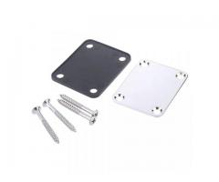 Neck Plate  Inox Liso Completo + Parafusos do Braço Guitarra e Plastic Back