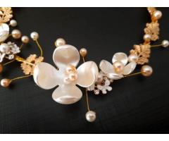 Arranjo de Cabelo Flores Pérolas Noiva Daminha Festa Casamento Penteado etc