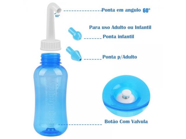Lavador Nasal Higienizador Lavador Nasal Ducha P/ Sinusite Rinite Alérgica 300ml - 1/5