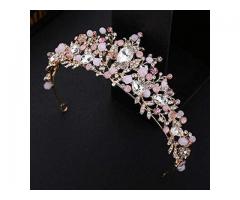 Tiara Coroa Detalhe Rosa - Arranjo de Cabelo Debutante 15 Anos Noiva Daminha Casamento etc