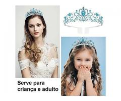 Coroa Tiara Debutante Daminha Criança Noiva - Coroa Rosa Vermelha Azul