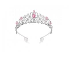 Coroa Tiara Debutante Daminha Criança Noiva - Coroa Rosa Vermelha Azul