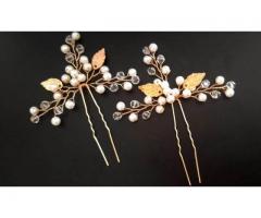 Grinalda Noiva Detalhe Pérolas Grampo de Noiva Casamento - Kit com 2pcs