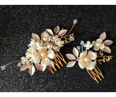 Acessório de Cabelo Grinalda Noiva Casamento Civil Igreja Festa Noivado - Kit com 2pcs