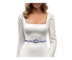 Cinto Bordado para Vestido de Festa Madrinha Formatura Debutante etc - Cinto Azul - Imagem 3/3