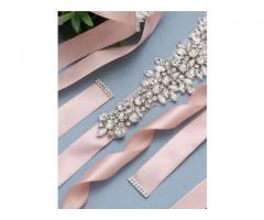 Cinto Bordado Fita de Cetim Rosa - Cinto para Vestido de Festa Madrinha Debutante etc
