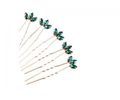Grampo Decoração Arranjo de Cabelo Verde Debutante Festa Casamento Madrinha - Kit com 5 Peças - Imagem 3/4