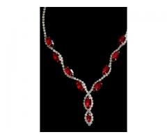 Conjunto Colar e Brinco - Conjunto de Festa Cor Azul ou Vermelho