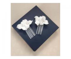 Grinalda Flores Brancas Delicada - Arranjo de Cabelo Noiva Penteado Casamento