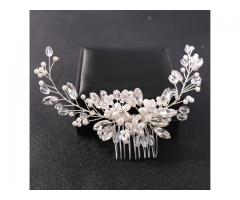 Grinalda Prata com Pérolas Pedras e Brilho Arranjo de Cabelo Noiva Madrinha Festa Formatura