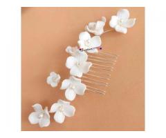 Grinalda Flores com Pérolas Arranjo de Cabelo Noiva Festa Casamento