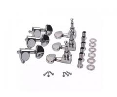 Tarraxa Blindada para Violão Aço Furação Central Furo Reto 90° - Jogo Completo 3+3