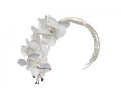 Buquê de Noiva Hoop Bouquet com Orquídeas Brancas e Pérolas - Buquê Moderno