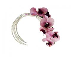 Buquê Bolsa de Noiva com Orquídeas e Pérolas Hoop Bouquet - Buquê Moderno