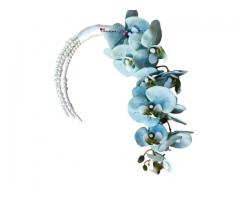 Buquê Bolsa de Noiva com Orquídea Azul e Pérolas Hoop Bouquet - Buquê Moderno