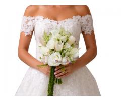 Buquê de Noiva Branco e Verde - Buquê Permanente Moderno Rosa Tulipa e Copo de Leite