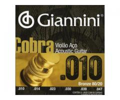 Encordoamento para Violão 010 Acoustic Guitar Cobra Fosforo - Jogo de Corda de Aço