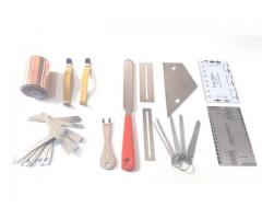 Kit Luthier Pro 43 pças Prensa Manual Trastes Limas Reguas Fita de Cobre etc