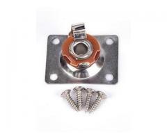 Jack Plates + Power Jack Mono P10 Baixo Guitarra + Parafusos Cromados