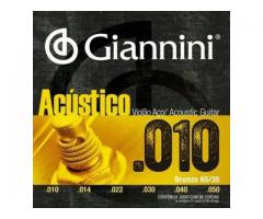 Jogo de Corda Giannini para Violão 0.10 ou 0.11 - Encordoamento para Violão Aço
