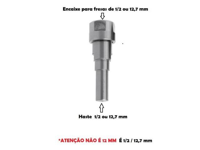 Extensor Prolongador para Fresa Tupia Encaixe Haste 1/2" 12,7mm - 3/3