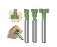 Fresa Trava Topo Rasgo Tipo T para Encaixe de Parafuso etc - Kit com 3 Peças