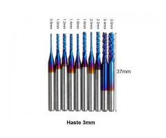 Fresa Raiada Broca CNC Router Bits - Kit com 10 Peças 0.8-3mm