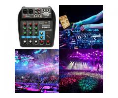 Mesa de Som Bluetooth Interface de Áudio 4 Canais Phantom Power 48v Karaokê  Efeitos