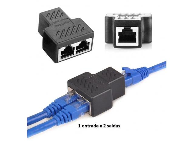 Conector de Rede Hub Divisor Switch 2x1  Adaptador de Plugue Ethernet Cabo De Rede - 1/6