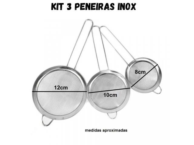 Kit de Peneira para Cozinha Gourmet Uso Doméstico - Jogo com 3 Tamanhos Diferentes - 2/3