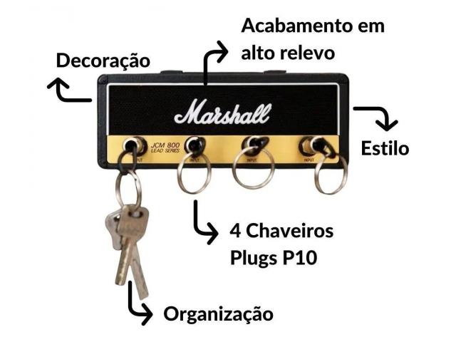 Chaveiro Marshall Com 4 Plugs Vintage Preto Simula um Amplificador Marshall retro - 1/6