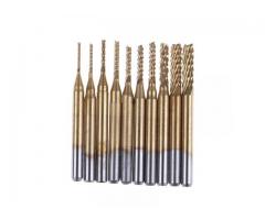 Fresa Raiada CNC Router Bits - Jogo com 10 Peças 0.8-3mm
