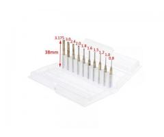 Fresa Raiada CNC Router Bits - Jogo com 10 Peças 0.8-3mm